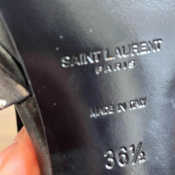 Yves St Laurent high heeled strap silver studded platforms.Impeccable. - Picture 6 of 8